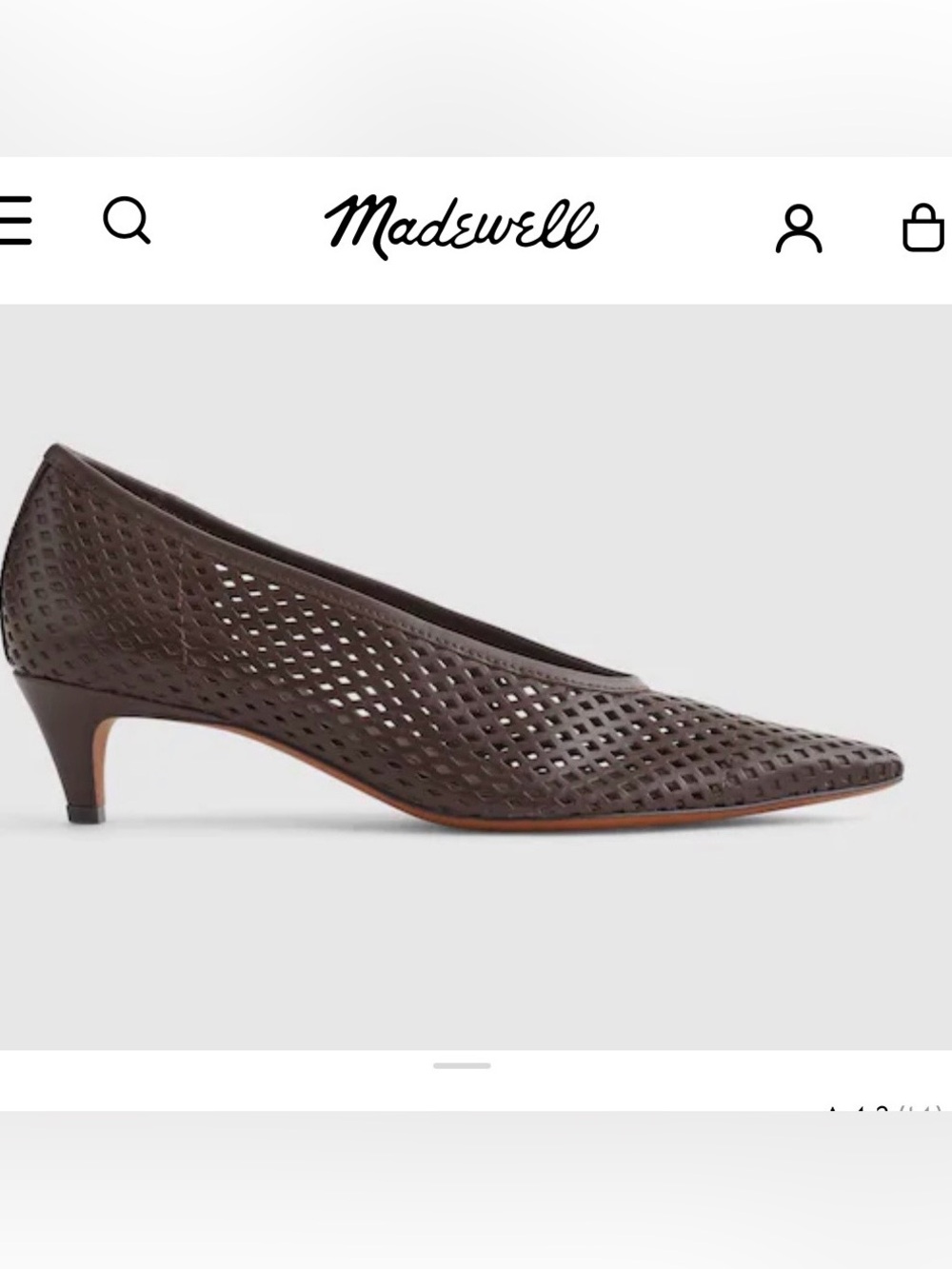 Madewell Brown Perforated Pointed Leather Flat NWOT